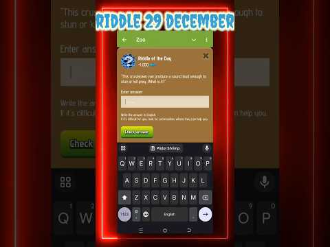 Riddle Of The Day Zoo 28-29 December | Zoo Riddle Of The Day Code | Riddle Of The Day Zoo