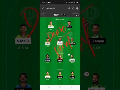 KAR vs LAH Dream11|KAR vs LAH Dream11 Prediction|KAR vs LAH Dream11 Team| #shorts