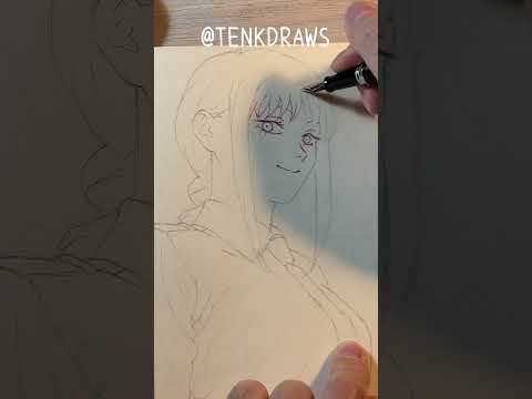 Drawing anime with fountain pen|Makima瑪奇瑪#shorts #makima #chainsawman