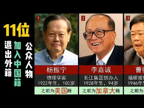 11位退出外籍、加入中国籍的公众人物