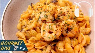 粉紅醬鮮蝦貝殼麵/Shrimp Pasta In Pink Sauce/ピンクソースパスタ | The Sound Of Food