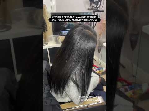 Versatile Sew-in on a 4c hair using traditional braid method.