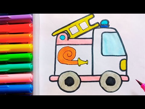 Drawing and Painting Fire Engine for Kids & Toddlers | Simple Drawing, Coloring #drawing