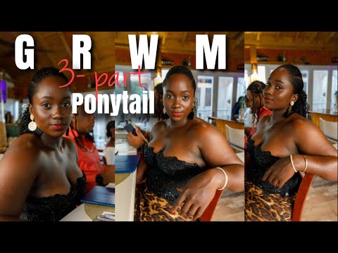 3 part ponytail on Long Natural Hair |Surprise Birthday Celebration| HAIR VLOG