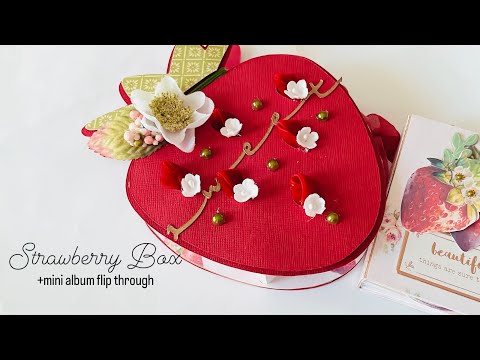 Scrapbook Album STRAWBERRY box and Mini Album Flip Through Iralamija Etsy Shop | Scrapbooking