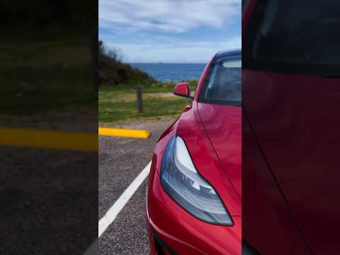 🔥 Red hot Ruby: The Tesla Model 3 in fiery red! 🚗🔴 #Tesla #Model3 #electriccars   #cleanenergy