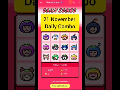 21 November Tomarket Airdrop Daily Combo | Today Tomarket Daily Combo | Tomarket Secret Combo Today