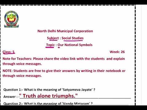 class 5 SST | our national symbols | week 26 | FirstStep | worksheet Solution Date 18.12.2020