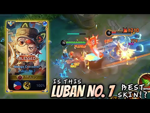 IS THIS LUBAN NO. 7 BEST SKIN!? MANGA CROSSOVER BLESSED SKIN FULL GAMEPLAY RANK GRANDMASTER - HOK