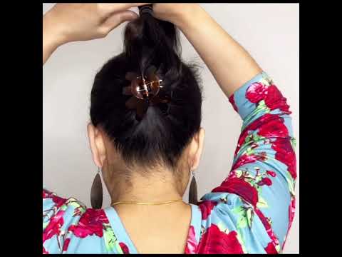 Beautiful clutcher bun hairstyle #gulabisadi #hair #hairstyles #hairtutorial #diyhairstyles