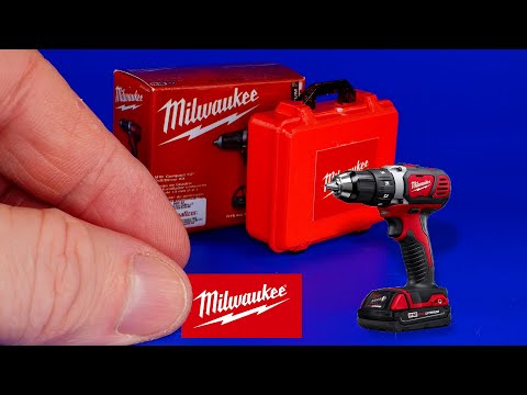 Mini Milwaukee Cordless Drill with Tool Case DIY Miniature DollHouse