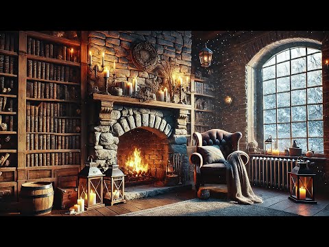 Enjoy Winter November🎶cozy Winter Reading Atmosphere⛄cozy Jazz Music  Rainy Sounds For Stress Relief