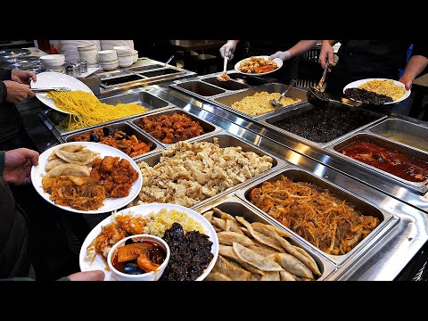 Really cheap! Chinese food, noodles, seafood! Unlimited refill - BEST 3 / Korean street food