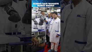 Jyotiraditya Scindia Greets Robot Radha With 'Namaste' At Nokia Solutions In Chennai