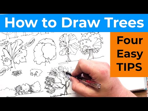 Easy Beginner Drawing trees - Simple Shapes and Sketching Guide