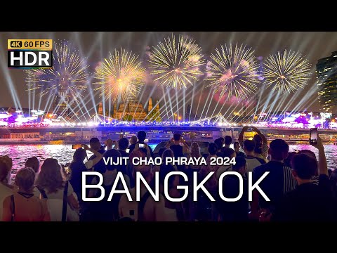 🇹🇭 4K HDR | Vijit Chao Phraya 2024 lights show - Amazing Bangkok View at night