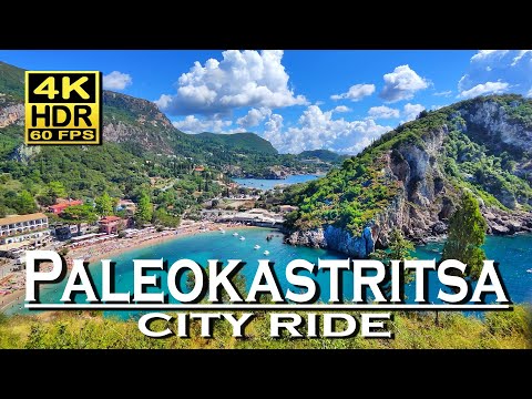 Paleokastritsa Corfu Greece 4K 60fps HDR Dolby Atmos 💖 The best places 👀 Motorbike trip , city ride