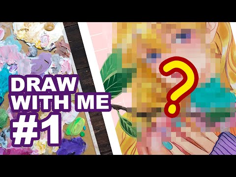 Draw with me #1- Pentel poster color 🍑 | Hutachan