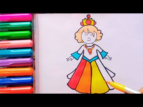 Drawing and Painting  Princess with Crown for Kids & Toddlers | Simple Drawing, Coloring #drawing