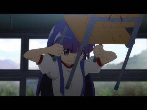 Rika beats Satoko with a chair, but HD - Higurashi Sotsu