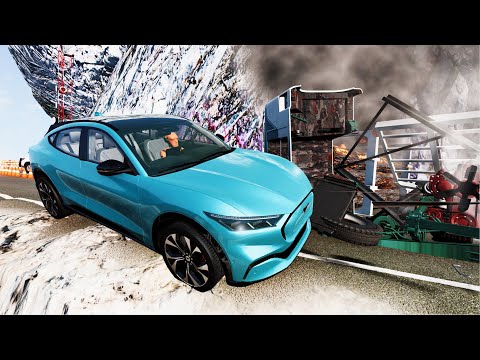 Cars VS  DANGEROUS CLİFF #19 Steep Slopes Mountain Road - Don't Stop - BeamNG Drive