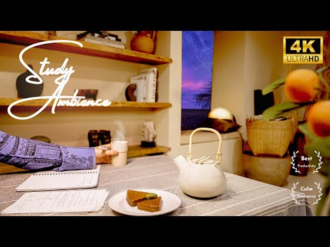 🍵 3-HOUR STUDY WITH ME AMBIENCE/ Soothing ASMR Water Sounds/ Cozy Evening Deep Focus Pomodoro Timer