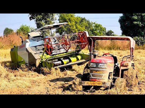 Claas harvester Stuck in Mud | JCB 3dx Stuck in Mud | Mahindra Yuvo 575 Stuck in Mud |