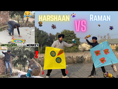 Kite fighting 🪁 Harshaan VS Raman || Bndrr Dorr ley geya 🤣 || #kitefighting