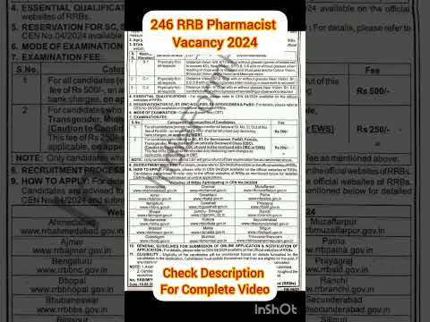 RRB Pharmacist 2024 | Notification Out #rrbpharmacist #rrb #pharmacyindia #pharmacy