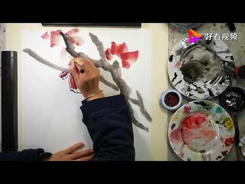 红叶小创作画，国画提高國畫书画教学视频Chinese painting teaching