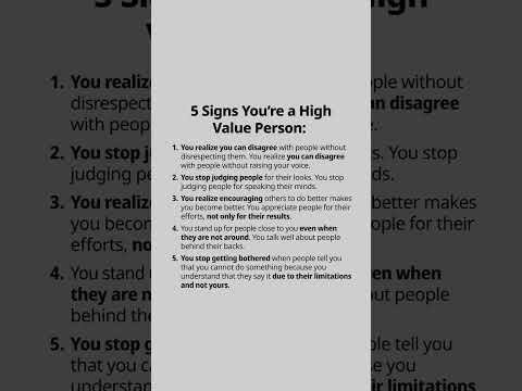 5 Signs you´re a high value person