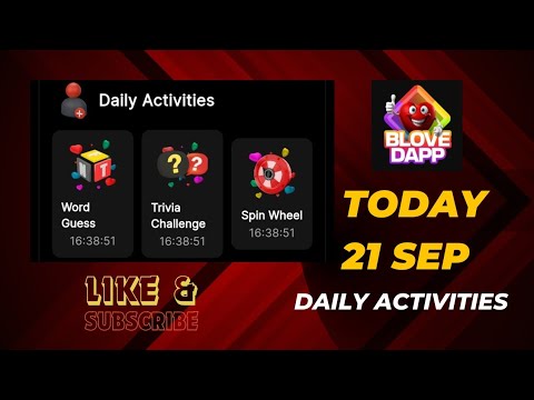 Today 21 Sep Blove DApp Daily Activity #blovedapp  #guessword #triviachallenge