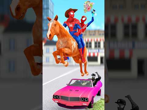 Spider-Man rides a horse to conquer his lover : Spider-Man looks to the future #gta #gtav #spiderman