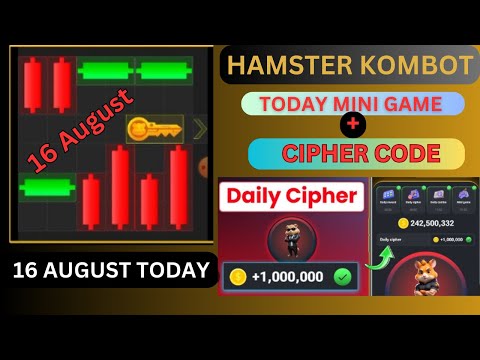 16 August Daily Combo & Daily Cipher  | Hamster Kombat Daily CipherGame 16 August | Claim coin