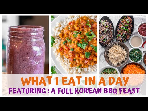 WHAT I EAT IN A DAY featuring a full RAW VEGAN KOREAN BBQ FEAST