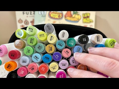 ASMR Marker Testing (swatching, rummaging, whispered ramble)