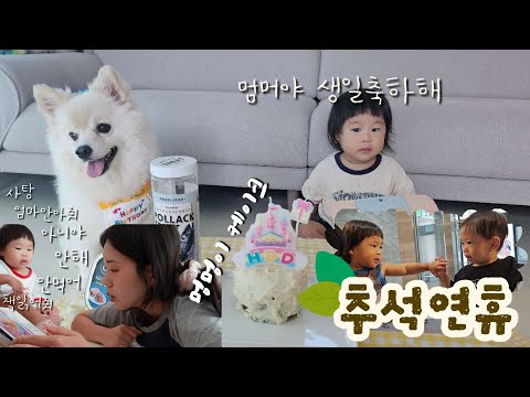 설득으로 시작해서 설득으로 끝나는 추석연휴🌼, 김장이 여덟번째 생일🎊, 친구랑 키즈카페 다녀왔어요, 강아지 케이크만들기🎂