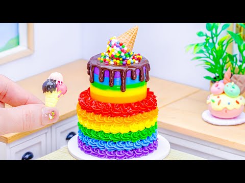 💞Best Rainbow Ice Cream Cake Ideas 💞 Freeze Miniature Rainbow Icecream Cake Decorating Ideas