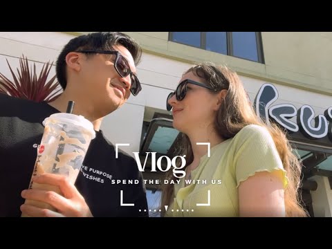 [AMWF] International couple vlog. Our day in California. Mini cat town and Japanese restaurant#love