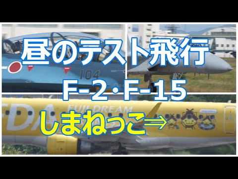 昼のテスト飛行は、F -2#104とF -15#806で、飛び入りでFDAのしまねっこ!! 小牧基地