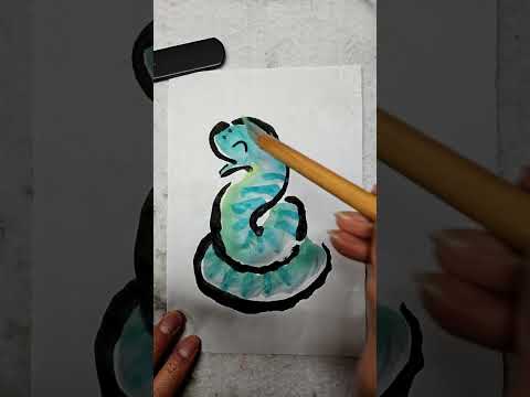 Painting a Sumi Happy New Year Etegami  for 2025 a Snake with Pine, Bamboo and Plum