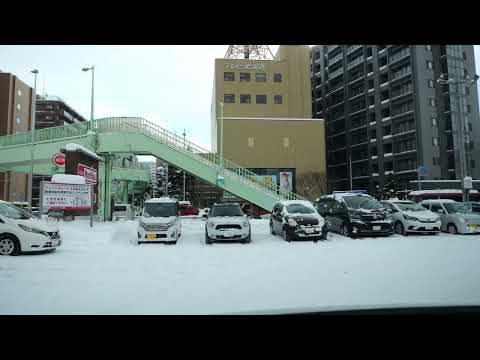 Sapporo city snow road 4K/60p drive, from Odori park to Max Value Kita1jo store,Japan🗾