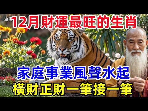 12月財運最旺的生肖，家庭事業風聲水起，橫財正財一筆接一筆！#生肖 #運勢 #命理 #屬相 #風水 一尘佛学