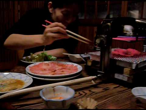 Eating at Yakiniku restaurant - Yamaguchi, Japan