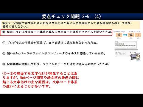 2-5-4_要点チェック問題／情報Ⅰ共通テスト対策／文字のデジタル化