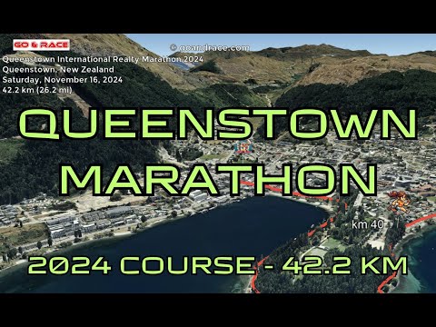 Queenstown International Realty Marathon 2024: fly over the marathon course! Video of the race path.