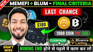 🚨Memefi & Blum Final Criteria for $180-$200 Airdrop – Don’t Miss Out!