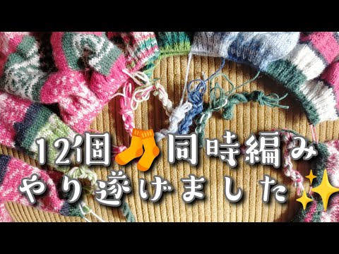 【12個同時編み🧦】ずっと編み続けたら〇〇日で編めました😳