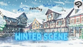 How to Draw a Winter Anime Background like Ghibli Studio - Clip Studio Paint Drawing Tutorial