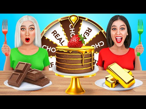 CHOCOLATE FOUNTAIN FONDUE CHALLENGE || Pink vs Blue Cake & Candy Battle by Rocketmons!